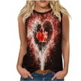 thumbnail image 2 of Brnmxoke Débardeurs Sans Manches pour Femmes Col Rond Printemps Été Hauts Décontractés Fierté du Canada Feuille d'Érable Vintage T-Shirts Graphiques 2025 Vêtements de Mode Vacances à la Plage Rouge,G, 2 of 4