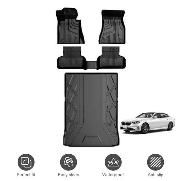 Custom Fit All Weather TPE Waterproof Floor Mats Cargo Liner for 2017-2023 BMW 5 Series 530i 540i 540d M550i (Not for G31/530e/Touring/Wagon)