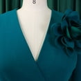 thumbnail image 6 of AURA Womens Summer 2025 V Neck Short Sleeve Pleated Midi Dress High Waist Solid Color Elegant, 6 of 9