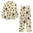 thumbnail image 4 of Renewold Witch Pumpkin Print Pajamas Long Sleeve Sleepwear Button Down Top & Pants Set of 2 Softest Scoop Neck Pullover Tops Women Halloween Daily Night Wear Size XS, 4 of 6