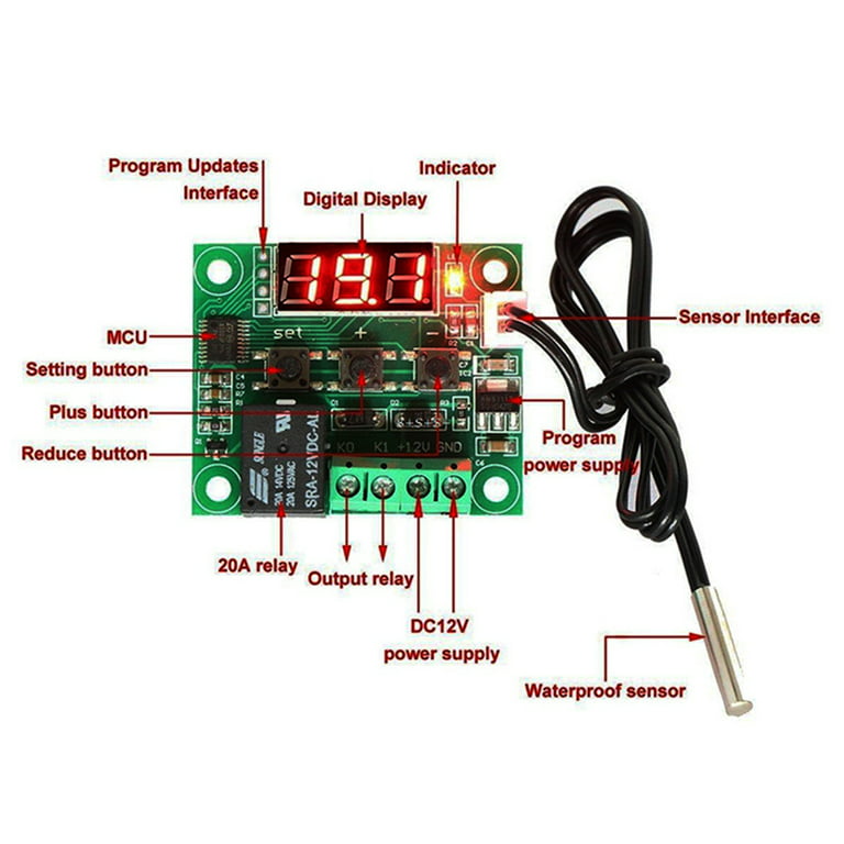 12V Programmable Thermostat Smart Digital Thermostat Cooling and Heating Temperature Controller for Central Air Conditioner Fan, Size: Medium