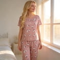 thumbnail image 3 of ZROVA Women's 2-Pack Floral Pajama Sets, 6-Piece Soft Sleepwear Bundle with Short Sleeve Tops, Shorts & Long Pants, 3 of 7