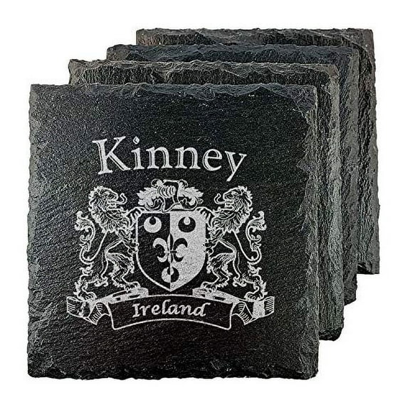 Kinney Irish Coat of Arms Slate Coasters - Set of 4