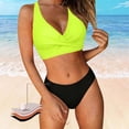 thumbnail image 2 of Women's High Waisted Bikini Sets Two Piece Swimsuit Tummy Control Bathing Suit V Neck Swimwear Swim Suit Yellow XL(XL), 2 of 6