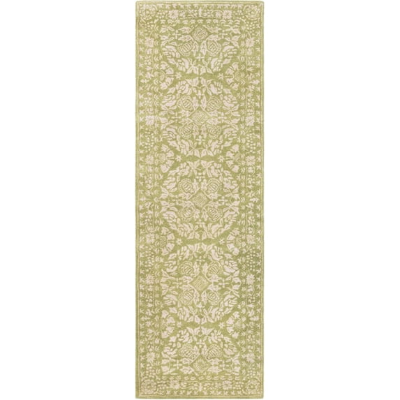 Surya SMI2152-268 Green Smithsonian 3' X 8' Runner Wool Hand Tufted Damask Area Rug