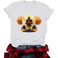 thumbnail image 5 of JOANKDMI Fall Tops for Women Classic Halloween T-Shirts House Pumpkin Cat Graphic Short Sleeve Crewneck Tee Casual Holiday Shirts Festive Blouses Apparel, 5 of 5