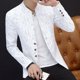 thumbnail image 1 of Traje pequeño estampado para hombre, traje ajustado con cuello alto, traje informal, chaqueta fina para jóvenes, 1 of 5