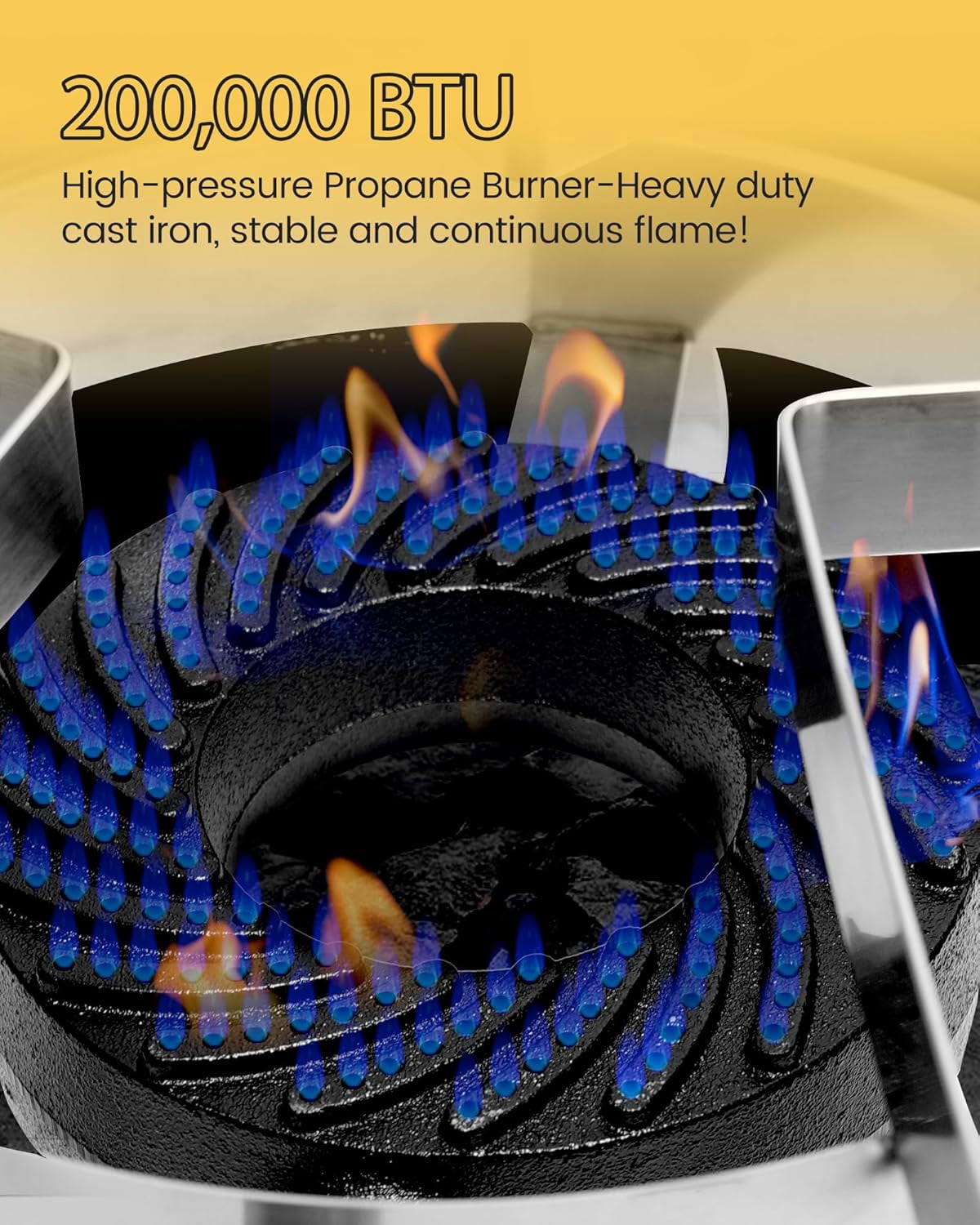 200,000/BTU Stainless Steel Single Burner Propane Stove,Heavy Duty Outdoor Propane Burner Gas Stove Cooker,High-Pressure Outdoor Burner for Cooking for Turkey Fryer,Crawfish Boil,Home Brewing