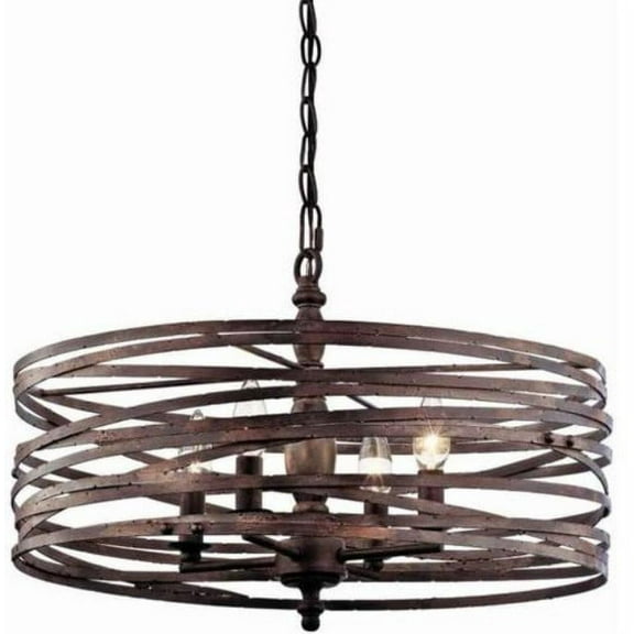 4-Light Strap Cage Chandelier - Weathered Iron