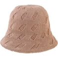 thumbnail image 2 of CoCopeaunts Women Bucket Hat Solid Color Casual Simple Bucket Caps Bell-Shaped Hollow Design Stretchy Warm Knitting Beanie Hat, 2 of 8