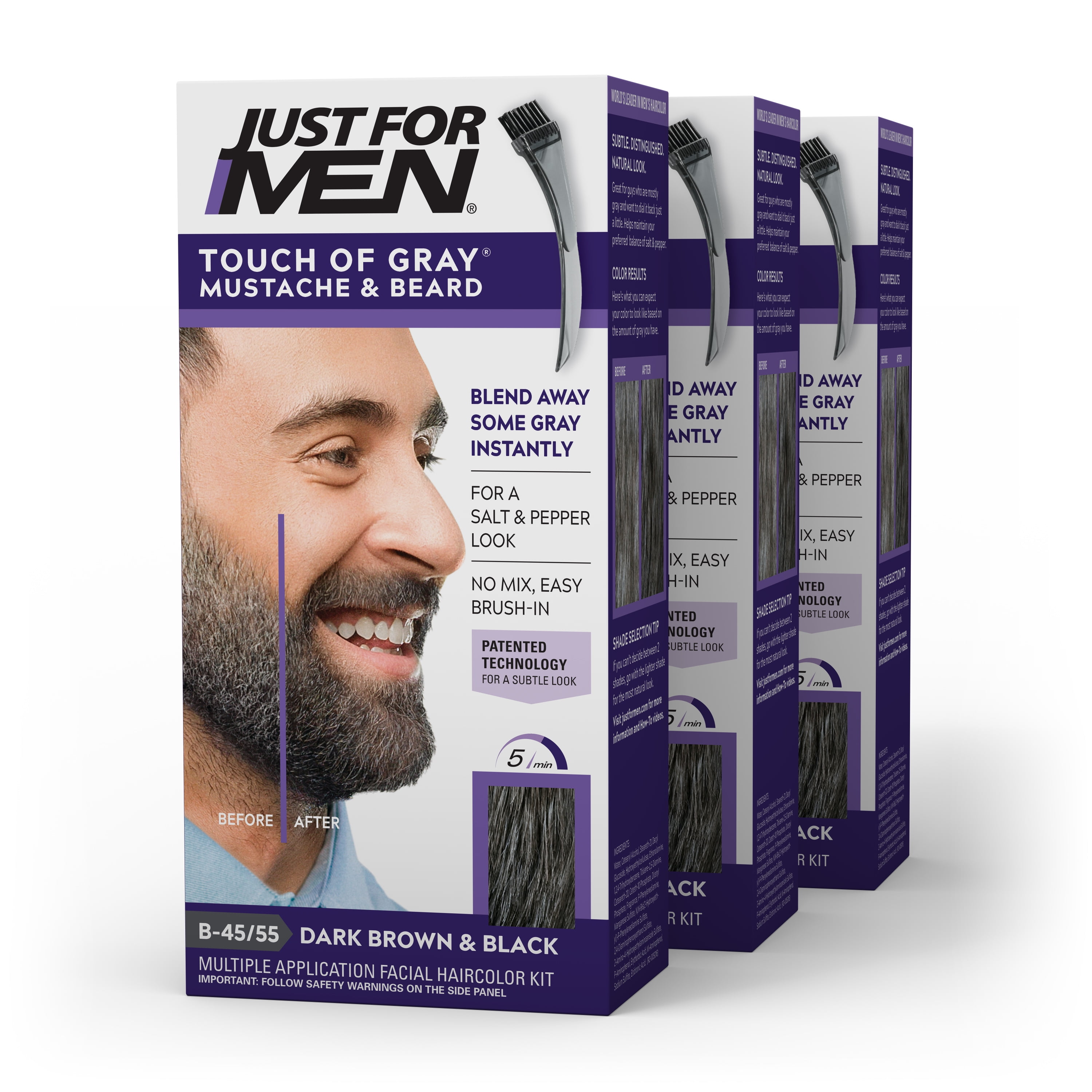 JUST FOR MEN Touch of Gray Mustache & Beard Hair Treatment, Dark Brown & Black 1 ea JUST FOR MEN Touch of Gray Mustache & Beard Hair Treatment, Dark Brown & Black 1 ea