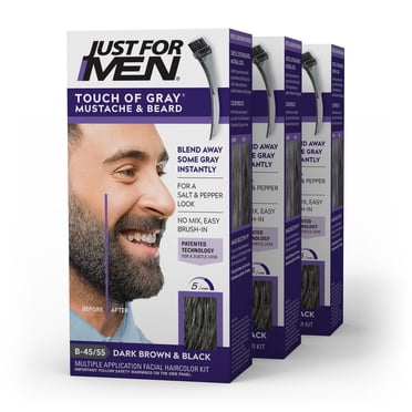 Just For Men Touch of Gray Hair Color with Comb Applicator, T-55 Black ...