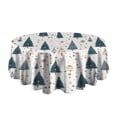 thumbnail image 5 of Blue and Gold Christmas Tree Pattern Round Tablecloth 60"x60",Wrinkle Wipeable Table Cloth for Kitchen Dining Room Picnic Patio Party, 5 of 6