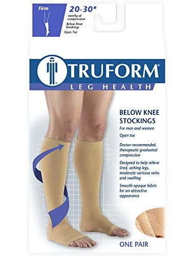 Stockings, Knee High, Open Toe: 20-30 mmHg, Beige, Medium