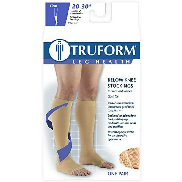 Stockings, Knee High, Open Toe: 20-30 mmHg, Beige, Medium - Walmart.com