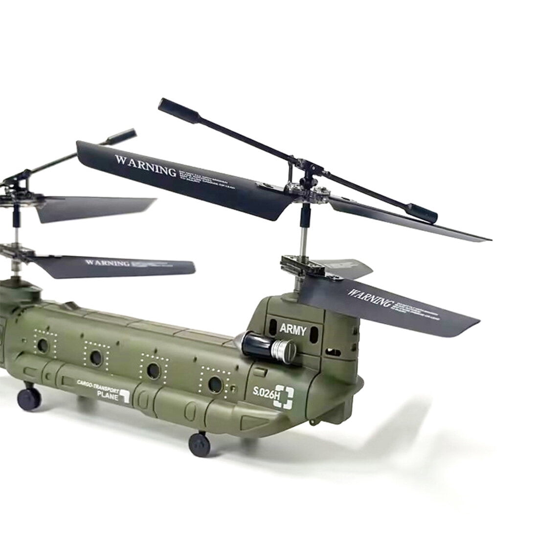 S026H RC Transport Helicopter Model, 2.4GHz 3CH Dual-Rotor Aircraft with Gyro Stabilizer & One-Key Functions, RTF Army Green Military Model for RC Hobbyists