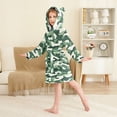 thumbnail image 2 of FORMRS Niños Bathrobe Unisex Hooded Robe Soft Plush Pajamas Sleepwear, Size 7-9T, Light Green Camouflage Design, 2 of 7