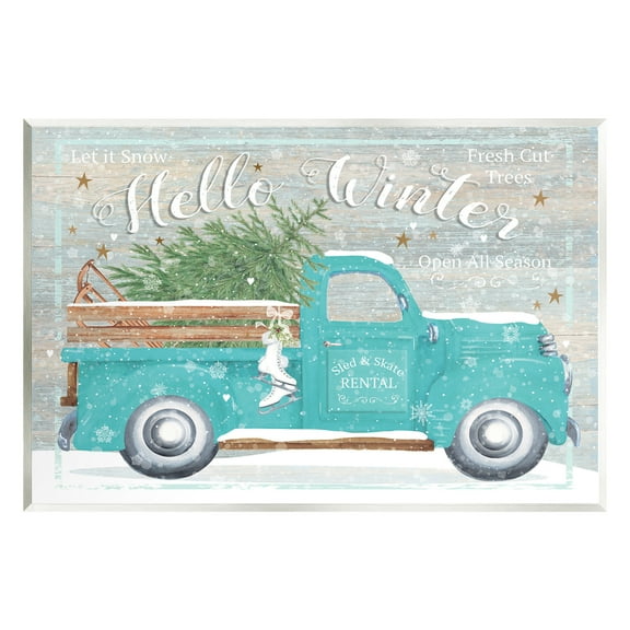 Stupell Industries Rustic Hello Winter Truck Holiday Painting Unframed Art Print Wall Art, 15 x 10
