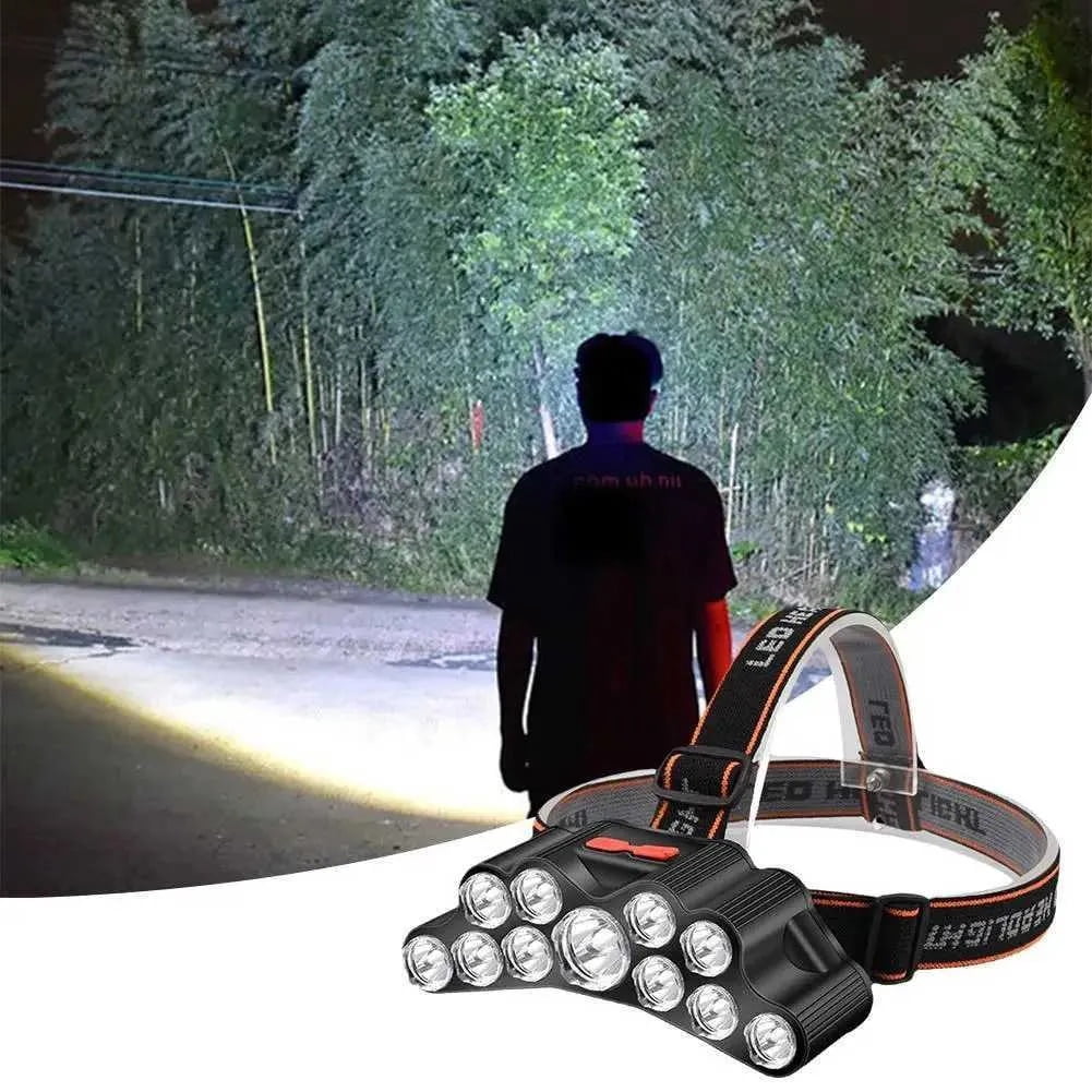 (Weiyi-EC)-- 11 LED USB Rechargeable Flashlight With Builtin 18650 Battery Strong Light Camping Adventure Fishing Head Light Headlamp **--（ 7lfdw）