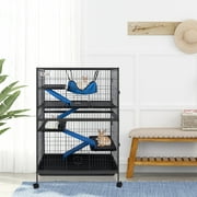 Betisef 50 H 5 Tier Steel Plastic Deluxe Small Animal Pet Cage Kit with 4 Platforms Removable Tray and Ladder with Flannel