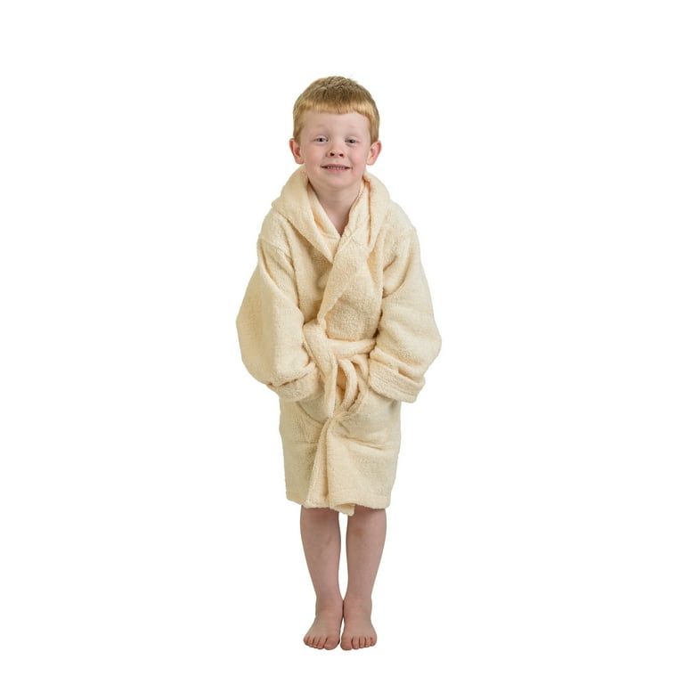 Cotton Terry Kids Unisex Hooded Bath Robe Large Ivory Walmart