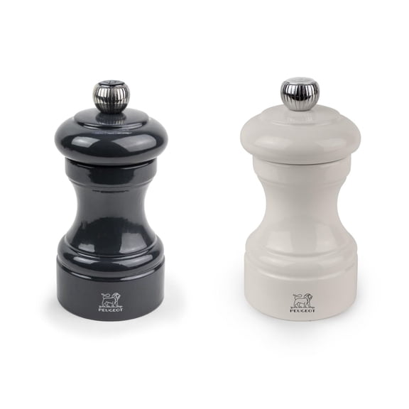 Peugeot Bistro Pepper and Salt Mill Set, 4in - Essential Kitchen Tools with Adjustable Grinding Precision, Beechwood Mills - Enhance Flavors in Everyday Cooking (Slate/Ivory)