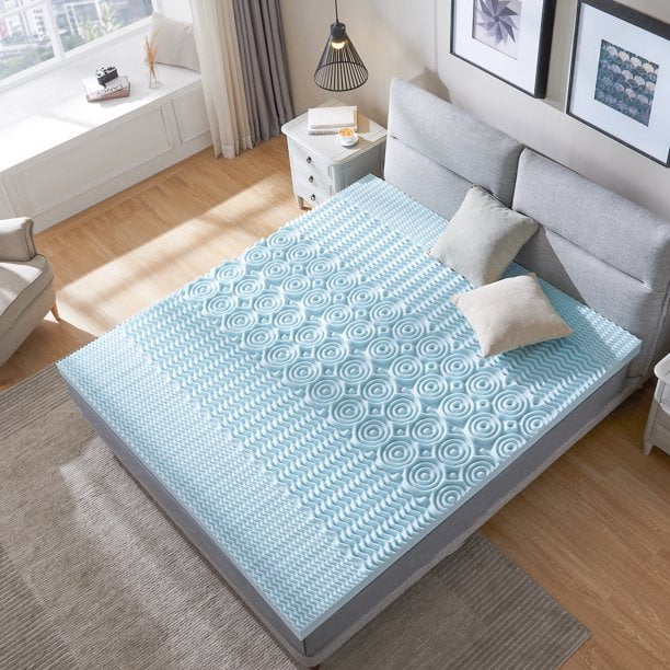 RECCI 2.5 Inch 5Zone Mattress Topper Twin, Gel Memory Foam Mattress Topper, Pressure Relieving