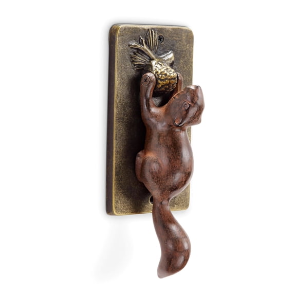 Squirrel Shaped Door Knocker 9 Inch Aluminum Rustic Finish