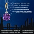thumbnail image 2 of Gem Stone King 925 Silver and 10K Yellow Gold Purple Amethyst and White Moissanite Pendant 2-Stone Necklace for Women | 6.63 Cttw | Gemstone February Birthstone | Cushion 12MM | With 18 inch Chain, 2 of 6