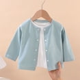 thumbnail image 3 of FRSASU Girls Classic Crew Neck Button Long Sleeve Soft Knit Cardigan Sweater Breathable Stretchy School Outfit Size 6M-4T Blue, 3 of 9