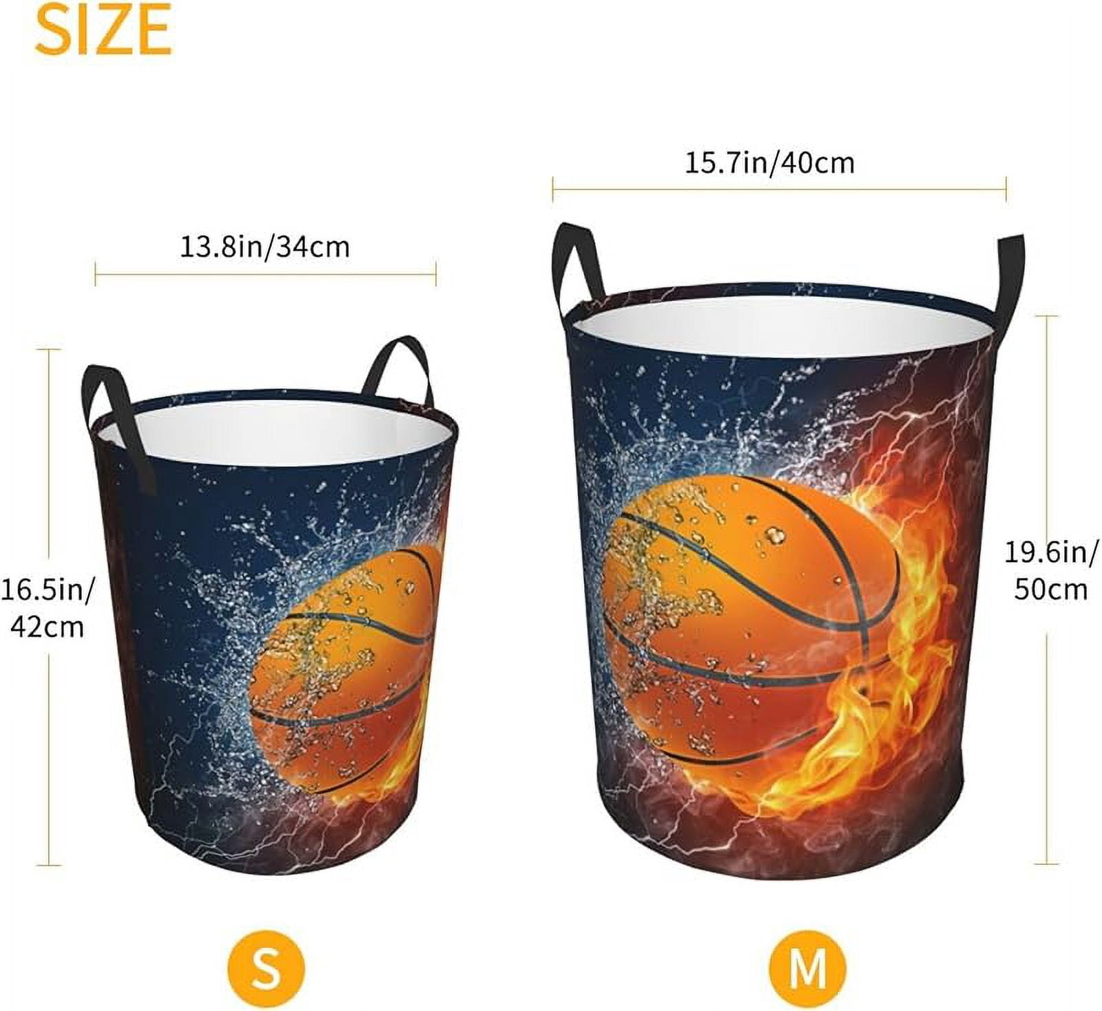 Sport Basketball Ball Round Laundry Hamper Storage Basket Toys Clothes Organizer Bin For Home Bathroom Bedroom Dorm Nursery