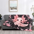 thumbnail image 2 of Yiaed Chibi Axolotl Sakura Fantasy Print Blanket Throw Blanket Soft Cozy Flannel Blanket for Home Bed Sofa Couch Chair-50"x40", 2 of 6