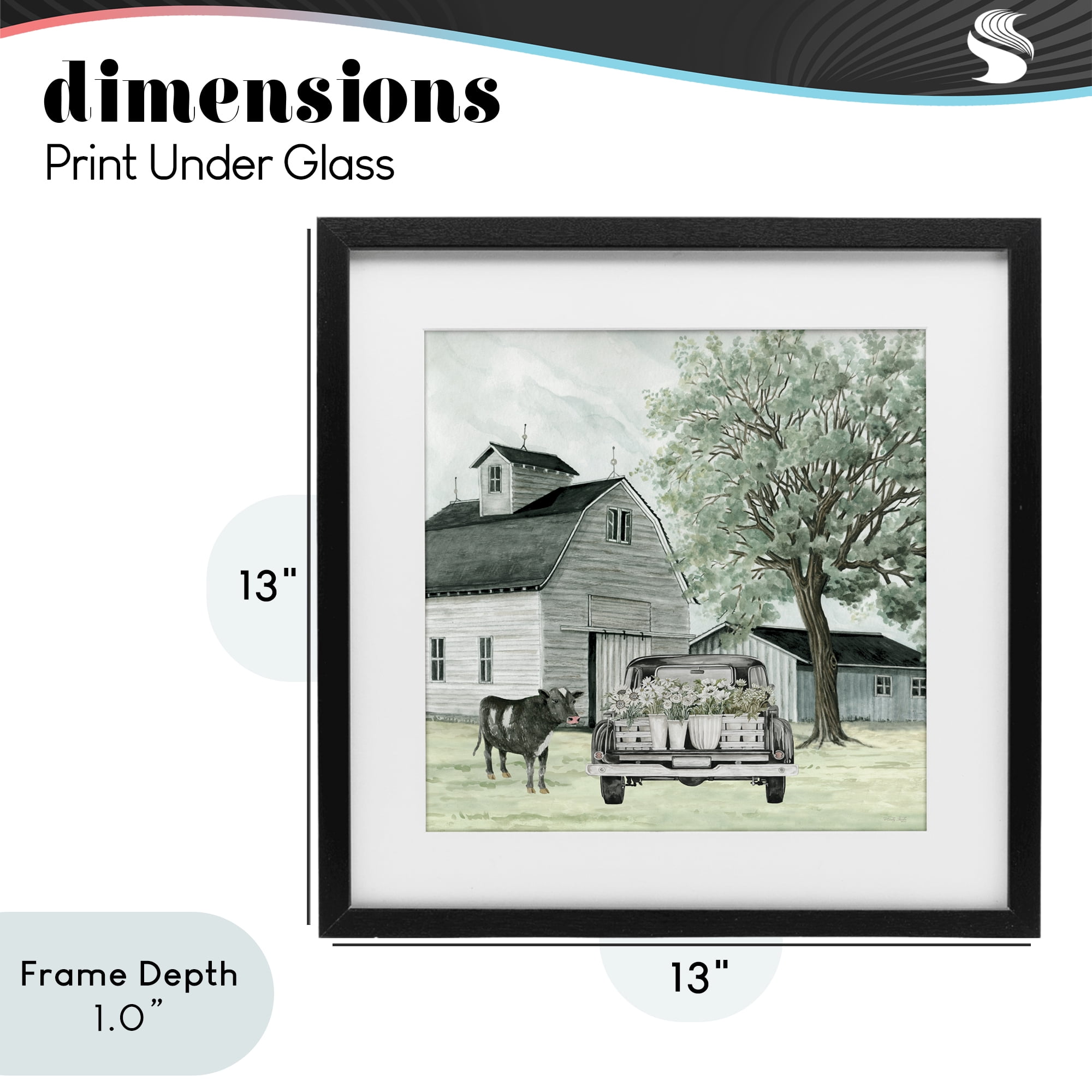 Stupell Industries Buttercup's Flowers on Farm Black Framed Print Under Glass, design by Cindy Jacobs