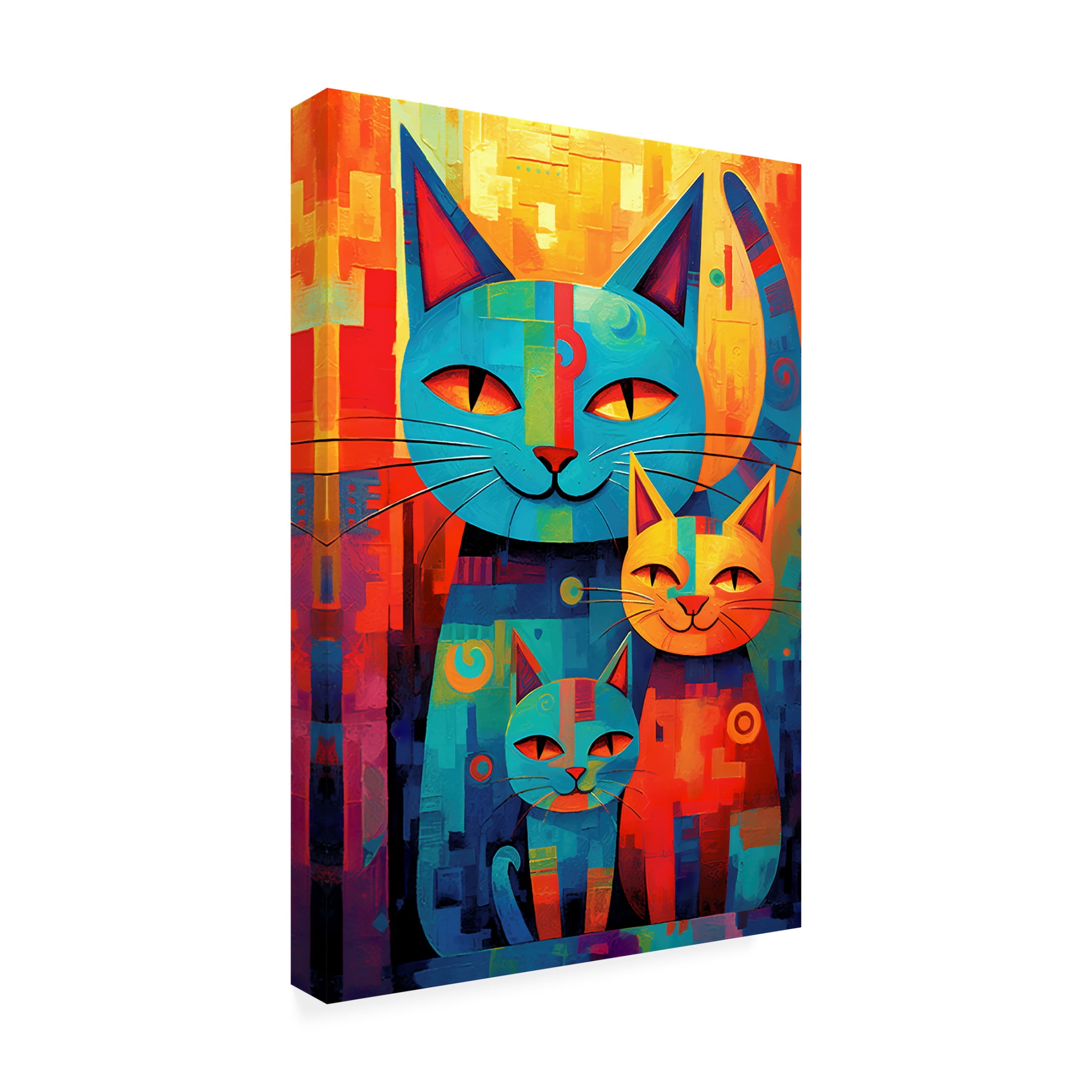 Canvas Wall Art - Ray Heere 'Colorful Cat 7' Wall Art for Living Room, Bedroom, or Office Décor by Trademark Fine Art - 12 x 19 Inches