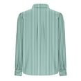 thumbnail image 6 of Scyoekwg Button Down Shirt Women Casual Striped Shirts Lapel Collared Lantern Long Sleeve Tops Fall Business Work Tops Clothes (Green,L), 6 of 7