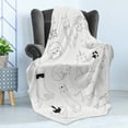 thumbnail image 4 of Cats Soft Flannel Fleece Throw Blanket, Cat Scribbles Lovers in a Box Grumpy Look Kittenness with Whiskers, Cozy Plush for Indoor and Outdoor Use, 50" x 60", Dark Chestnut Brown, by Ambesonne, 4 of 5