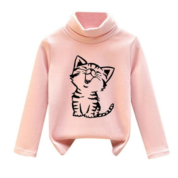 Utlike Girls Thermal Shirts High Collar Soft Tops T Shirt Unisex Pullover Sweatshirt Popular Tee Size 18 Months-24 Months Pink
