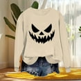 thumbnail image 5 of THDHVS Womens Long Sleeve T Shirts,Fall Shirts for Women,Halloween Print Sweatshirts for Women Crewneck Long Sleeve Loose Fits Tops Khaki S, 5 of 5