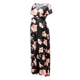 thumbnail image 5 of Uhndy Maternity Short Sleeve Long Dress Empire Waist for Baby Showers or Casual Wear V Neck Boho Maxi Dress, 5 of 5