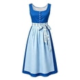 thumbnail image 4 of BRGZLK Women's German Dirndl Dress Trendy Novel Oktoberfest Costume Square Neck Lace Trim Bavarian Beer Carnival Halloween Outfit Blue S, 4 of 6