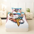 thumbnail image 4 of Erosebridal Kids Sports Twin Sheet Sets, Baseball Ice Cream Bedding, 1 Flat Sheet, 1 Fitted Sheet and 1 Pillowcase, 4 of 5