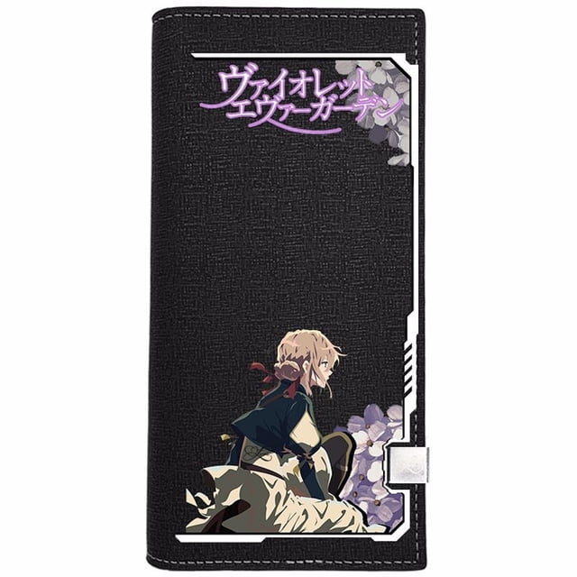 Cartera con personajes de anime Evergardens de Violets, delgada y plegable, de poliuretano