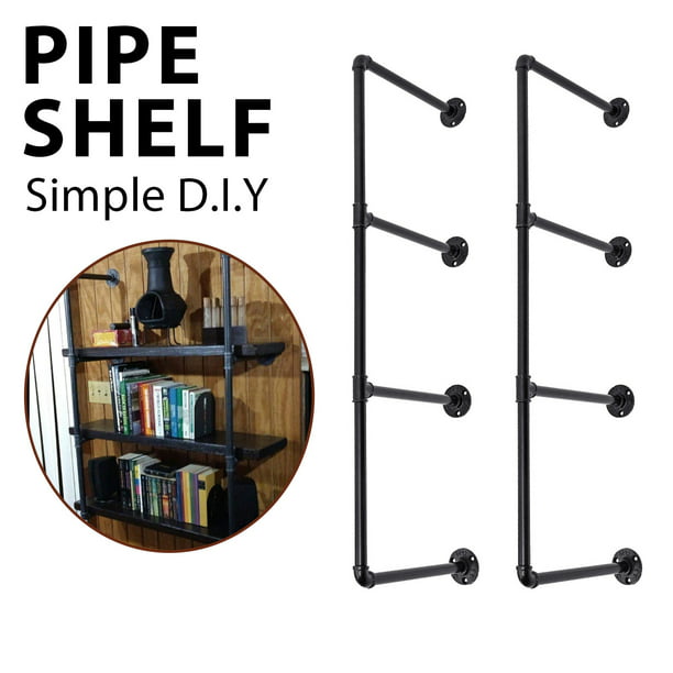 Industrial Wall Mounted Iron Pipe, Shelving Using Black Pipe