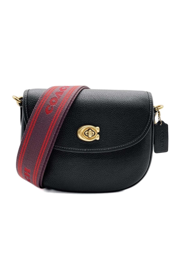 Pre-Owned COACH Willow Saddle Shoulder Bag Pebble CA094 Leather Black Women's