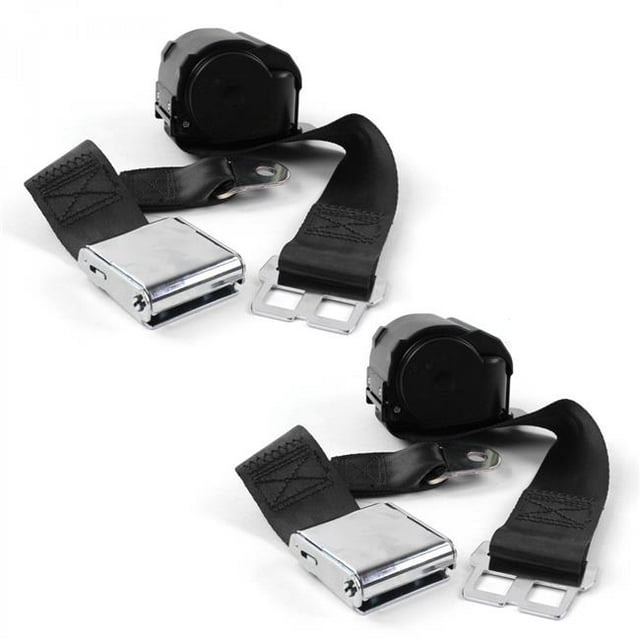 Black Retractable Bucket Seat Belt Kit for 1933-1934 Early Cars Airplane 2 Point - 2 Belts