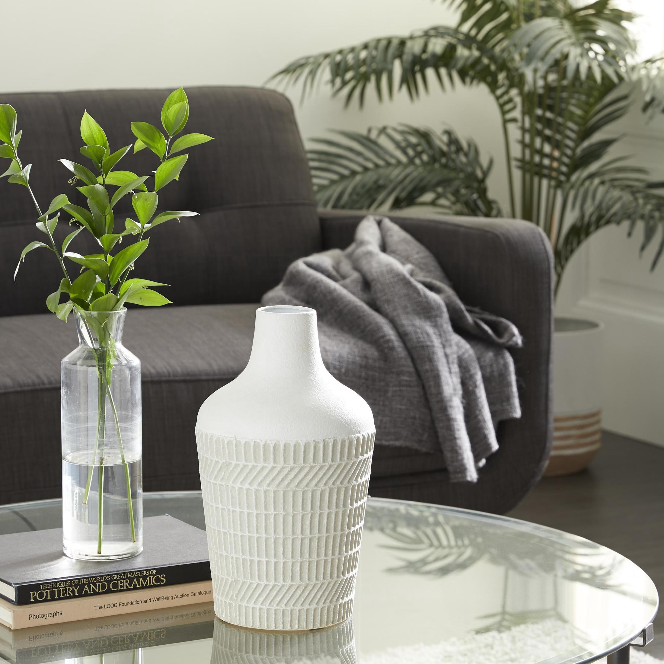 DecMode 13" Textured White Metal Vase