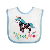 Inktastic Floral Skull Unicorn Sugar Style Dia De Los Muertos Girls Baby Bib