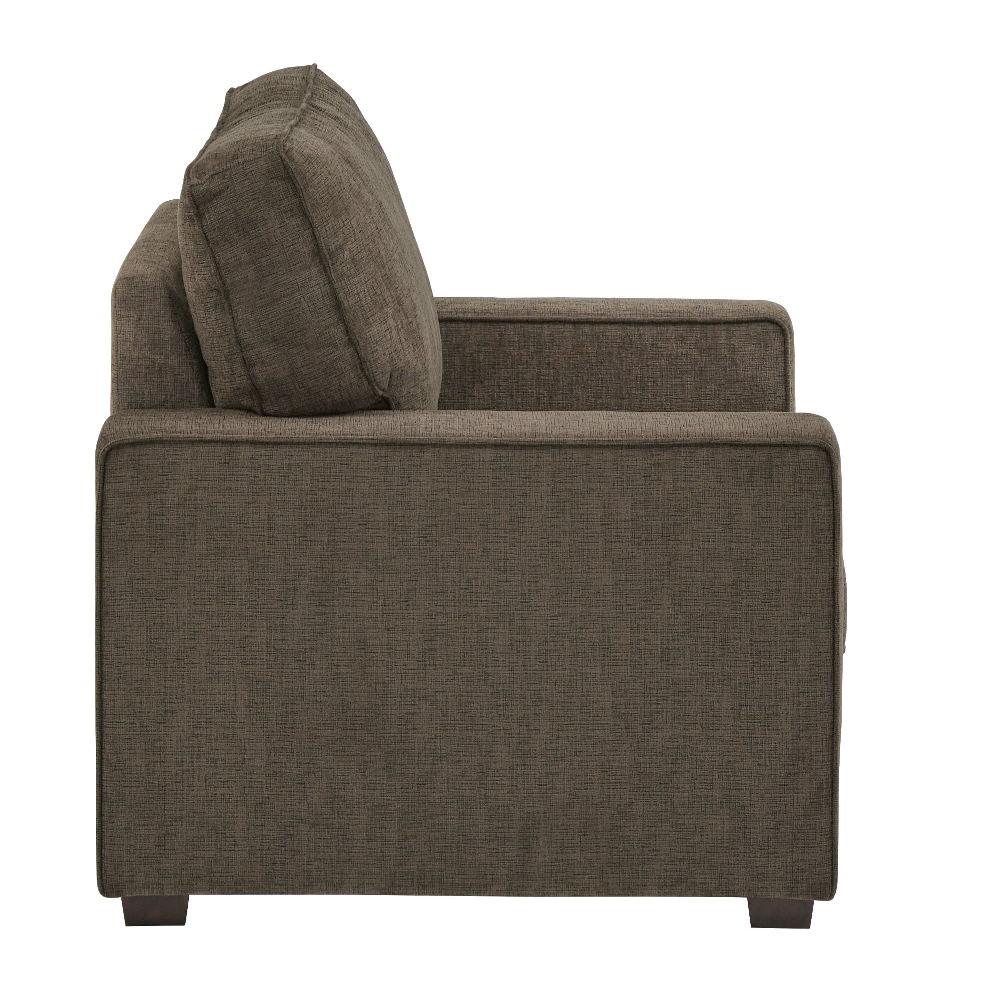 Weston Home Svolvar Modern Fabric Upholstered Square Arm Chair, Brown Chenille Fabric