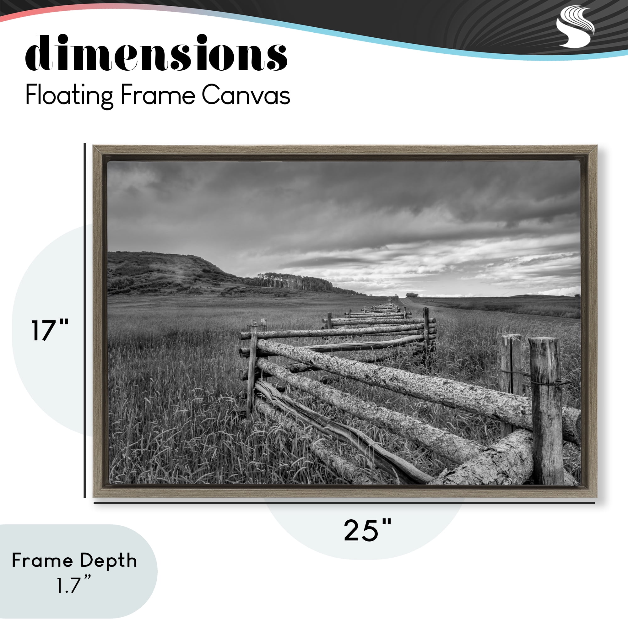 Stupell Industries Weathered Fence to Distant Horizon Brown Framed Floater Canvas Wall Art, design by Jon Evan