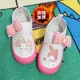thumbnail image 1 of Sanrioed-zapatos de lona gruesa My Melody Cinnamoroll Kuromi para niños, calzado informal de suela suave Kawaii, cómodos, color blanco, regalo para niños, 1 of 5